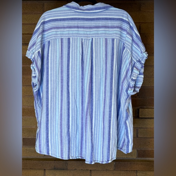 Striped Blue and White Women’s Shirt - Picture 2 of 7